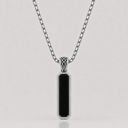 Onyx Bar Pendant (Sterling Silver)