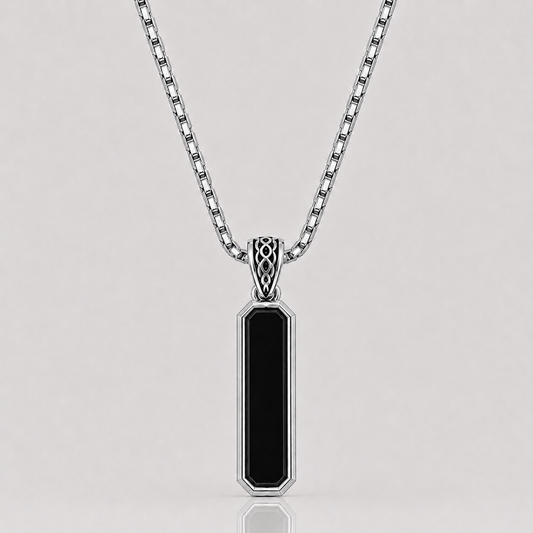 Onyx Bar Pendant (Sterling Silver)