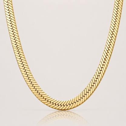 Herringbone Chain (Solid 9k Gold) - 4mm