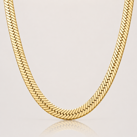 Herringbone Chain (Solid 9k Gold) - 4mm