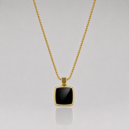 Cushion Onyx Pendant (Gold)