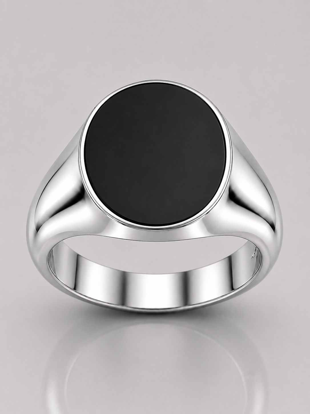 Oval Signet Ring with Onyx (Sterling Silver)
