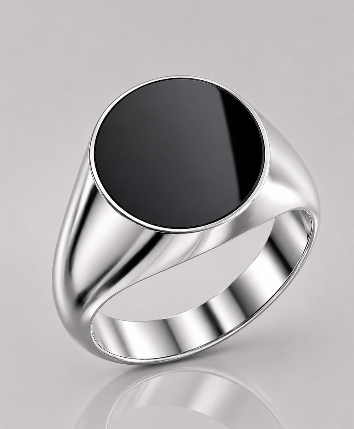 Oval Signet Ring with Onyx (Sterling Silver)