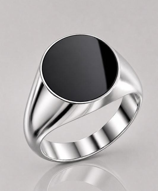 Oval Signet Ring with Onyx (Sterling Silver)