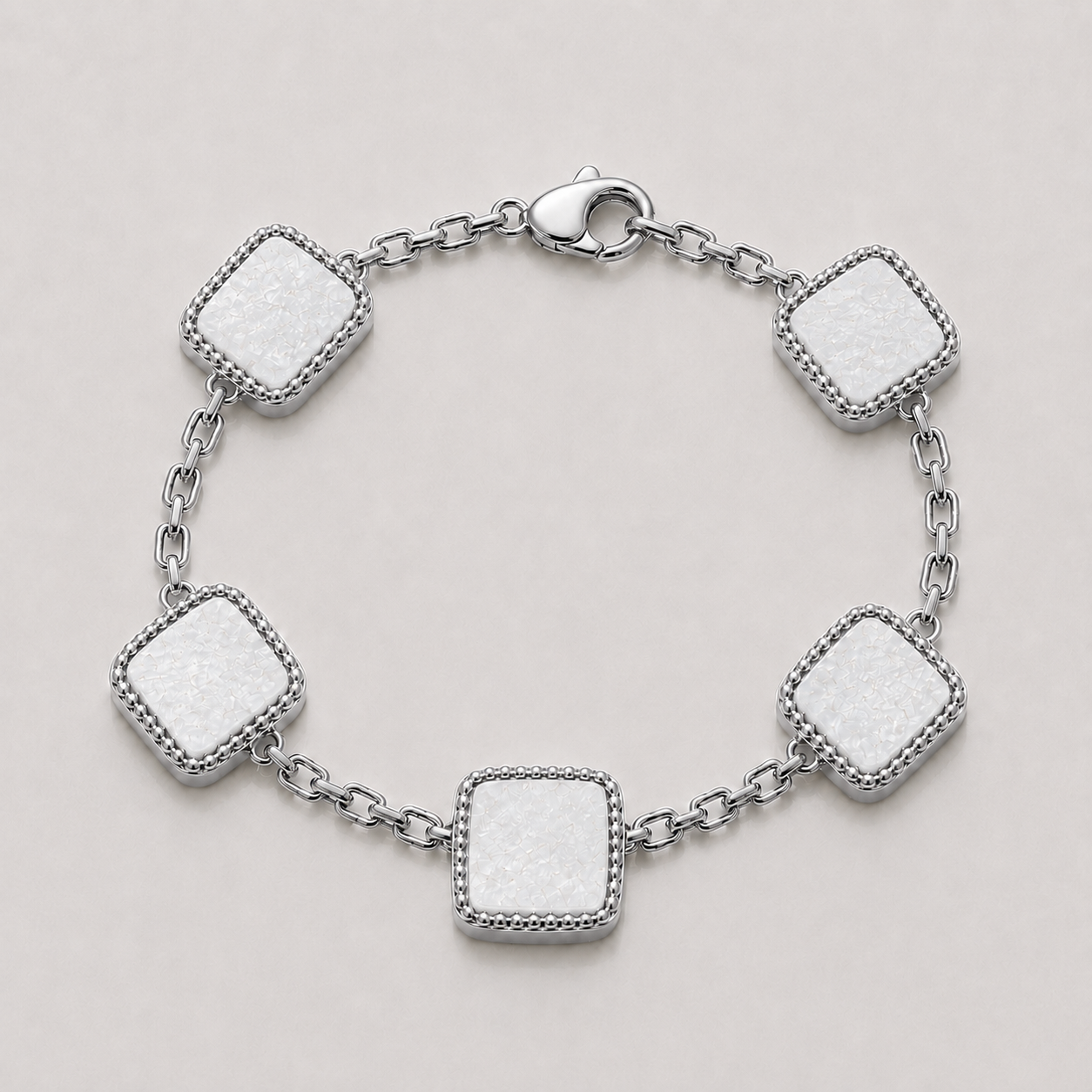 Pearl Stone Motif Bracelet (Sterling Silver)