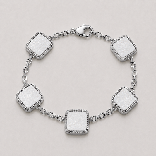 Pearl Stone Motif Bracelet (Sterling Silver)