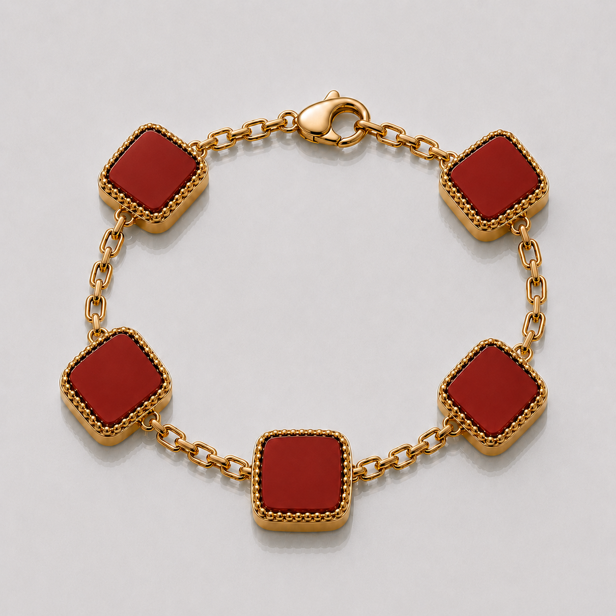 Carnelian Stone Motif Bracelet (Gold)