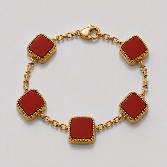 Carnelian Stone Motif Bracelet (9k Gold)
