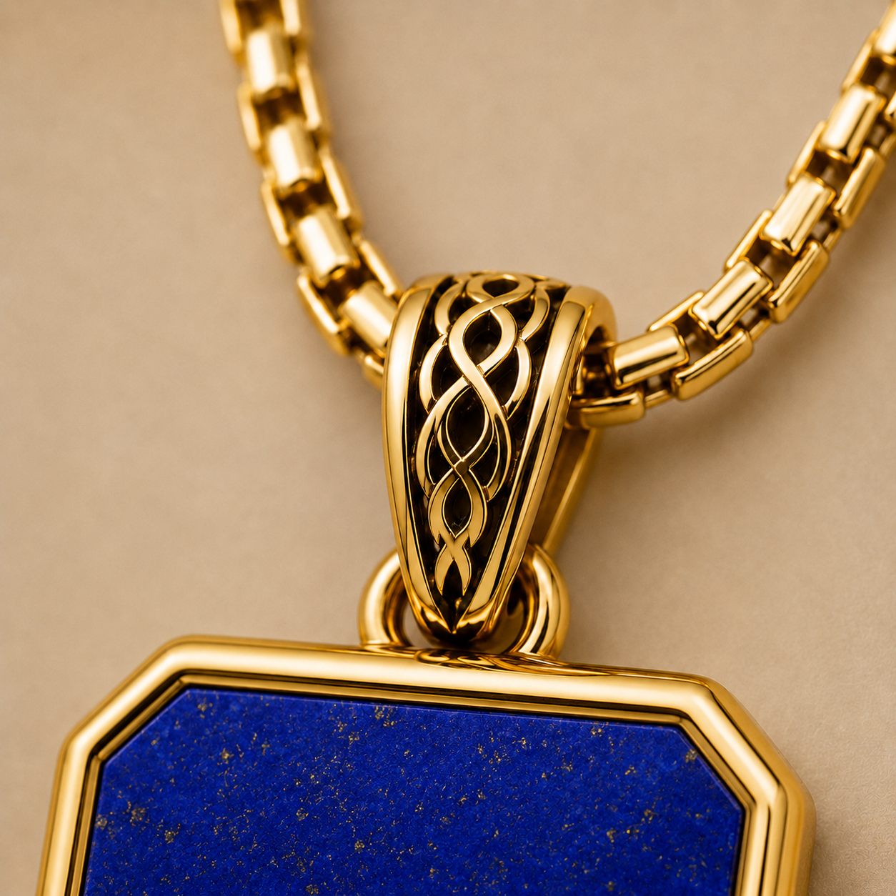 Lapis Lazuli Pendant - Square (9k Gold)