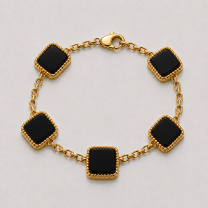 Onyx Stone Motif Bracelet (9k Gold)