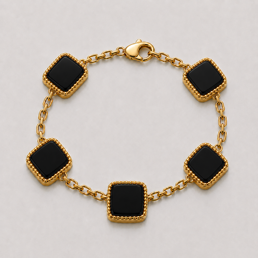 Onyx Stone Motif Bracelet (Gold)