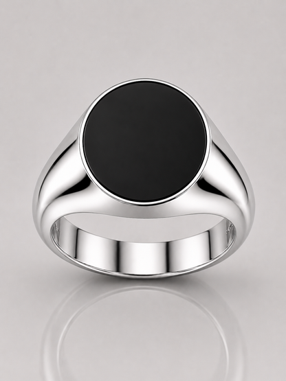 Round Signet with Onyx (Sterling Silver)