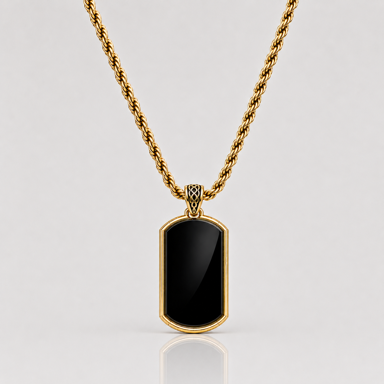 Onyx Tag Pendant (9k Gold)