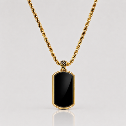 Onyx Tag Pendant (9k Gold)