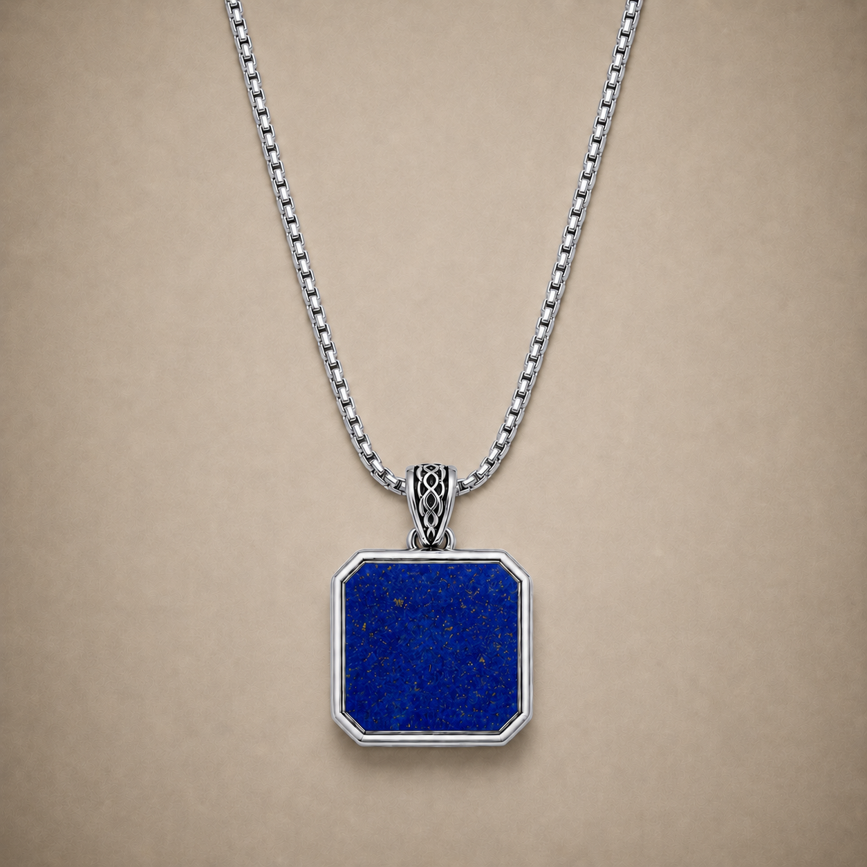 Lapis Lazuli Pendant - Square (Sterling Silver)