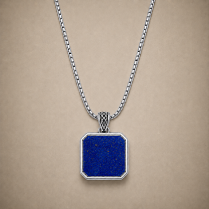 Lapis Lazuli Pendant - Square (Sterling Silver)