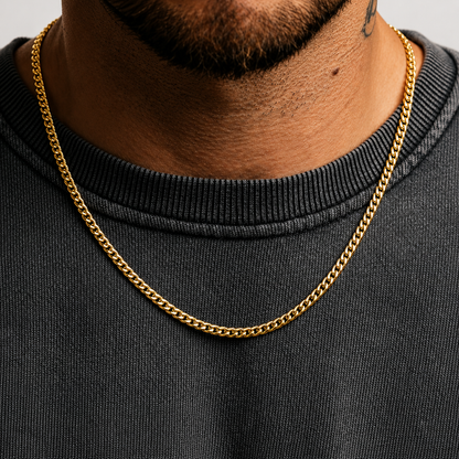 Cuban Chain (Solid 9ct Gold) - 4mm