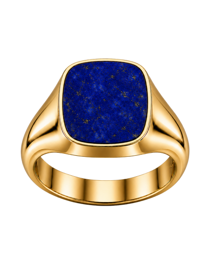 Cushion Signet Ring with Lapis Lazuli (Gold)