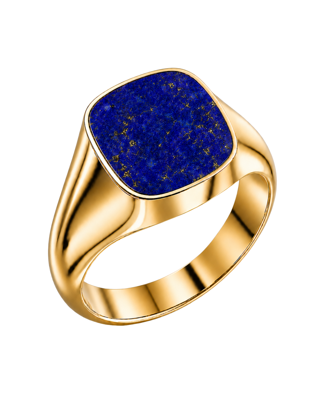 Cushion Signet Ring with Lapis Lazuli (Gold)