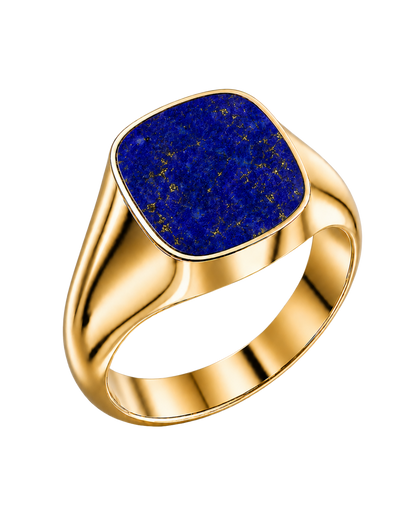 Cushion Signet Ring with Lapis Lazuli (Gold)
