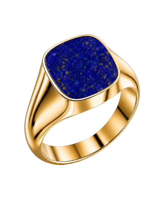 Cushion Signet Ring with Lapis Lazuli (Gold)