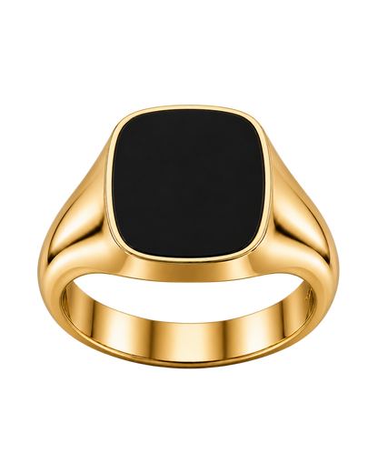 Cushion Signet Ring with Onyx