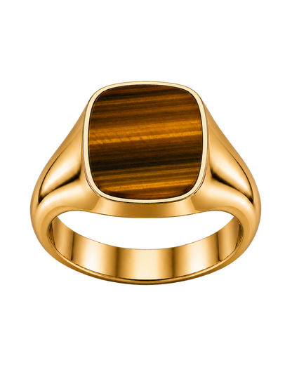 Cushion Signet Ring with Tiger's Eye (Gold)
