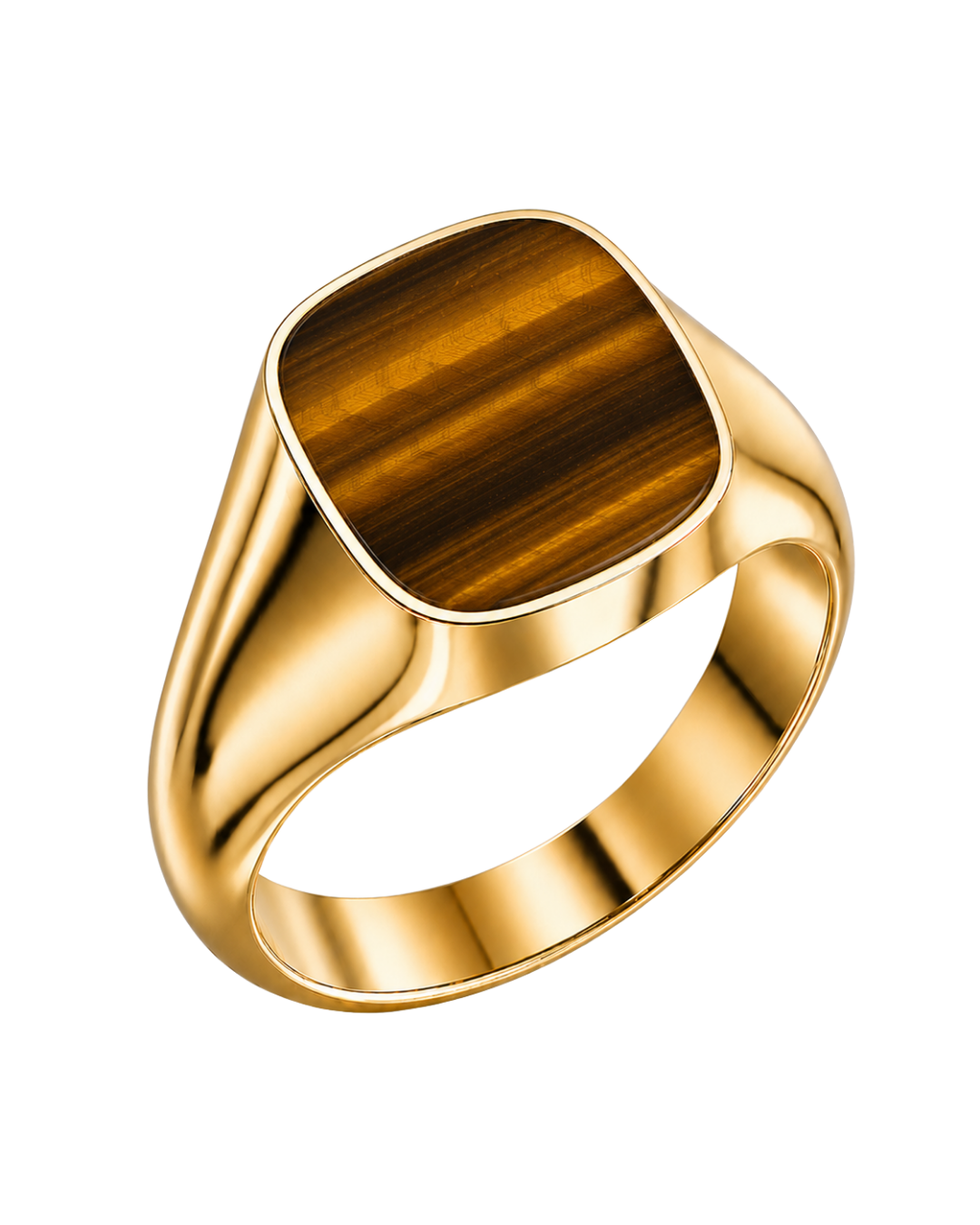 Cushion Signet Ring with Tiger's Eye (Gold)