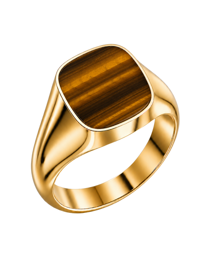 Cushion Signet Ring with Tiger's Eye (Gold)