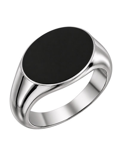 Landscape Oval Signet with Onyx (Sterling Silver)