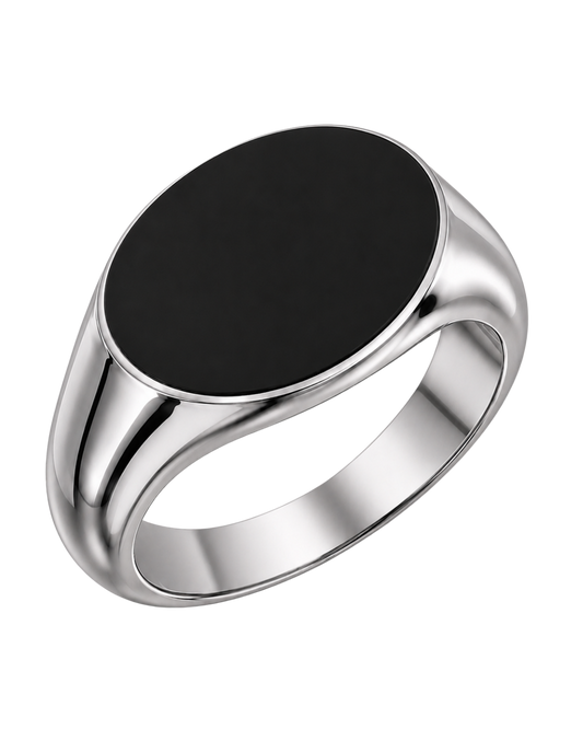 Landscape Oval Signet with Onyx (Sterling Silver)
