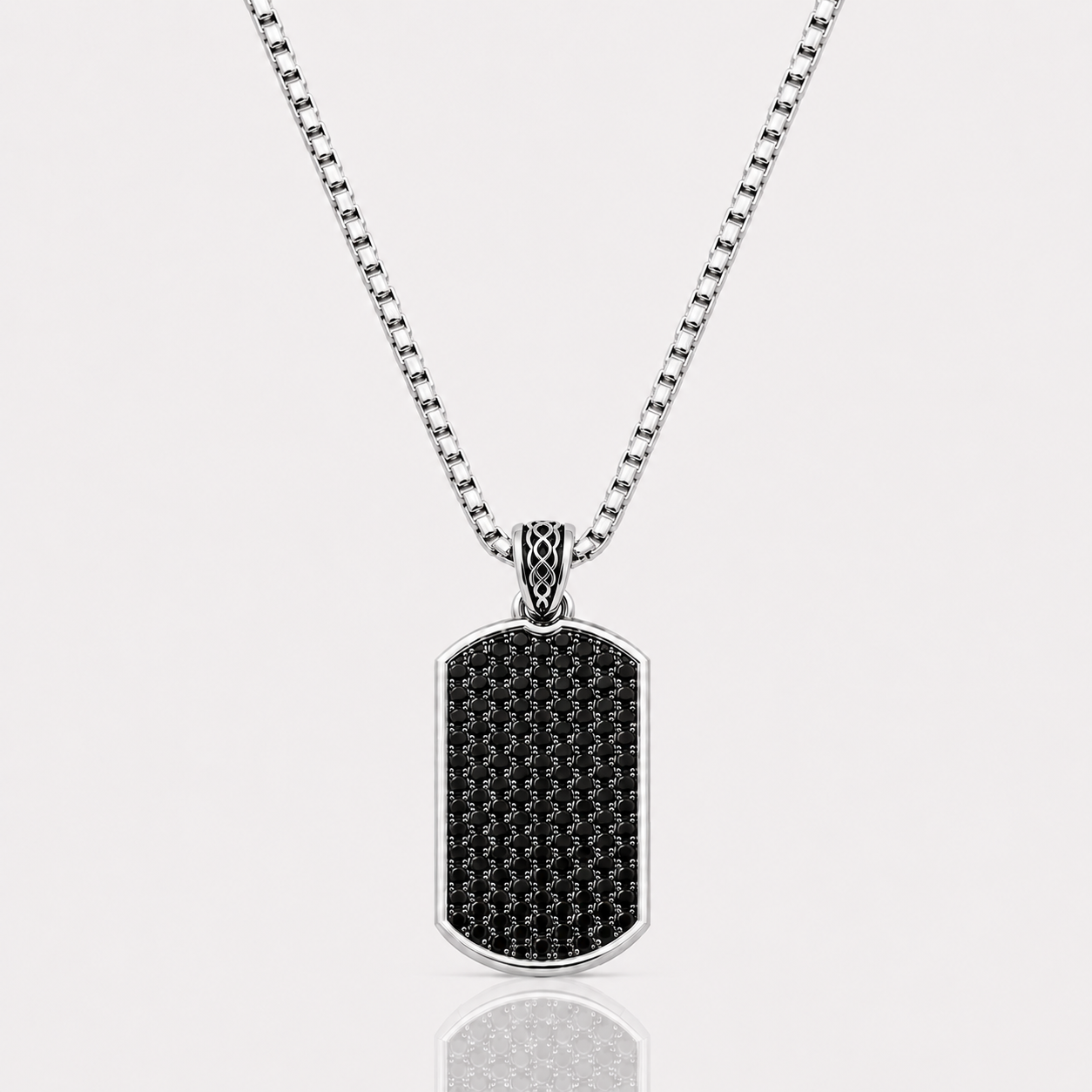 Black Diamond Pavé Tag (Sterling Silver)