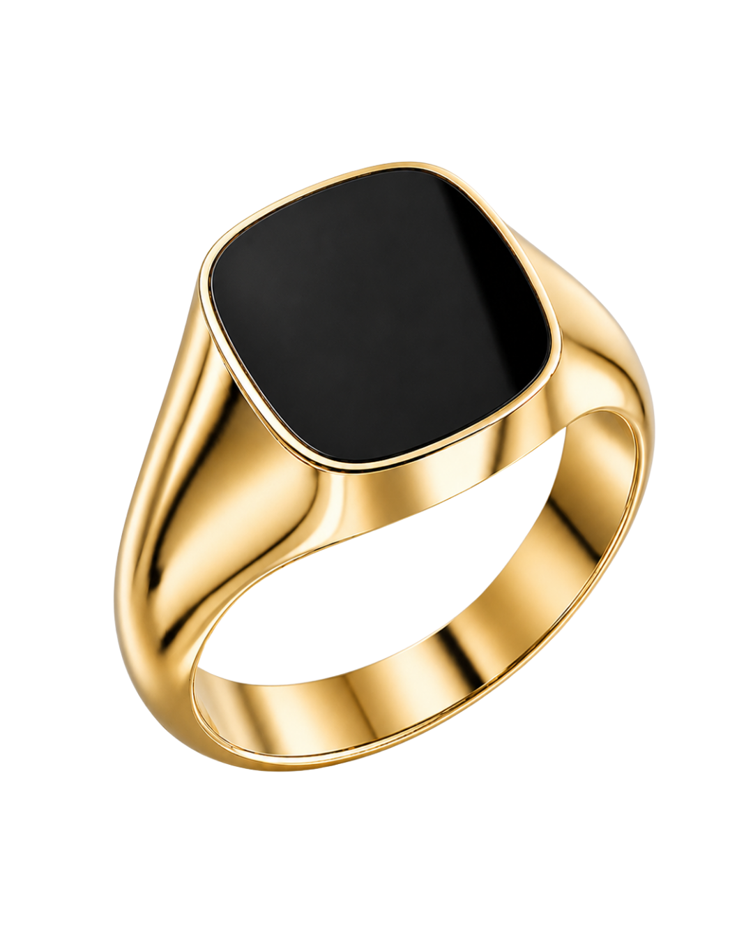Cushion Signet Ring with Onyx