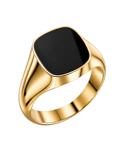 Cushion Signet Ring with Onyx
