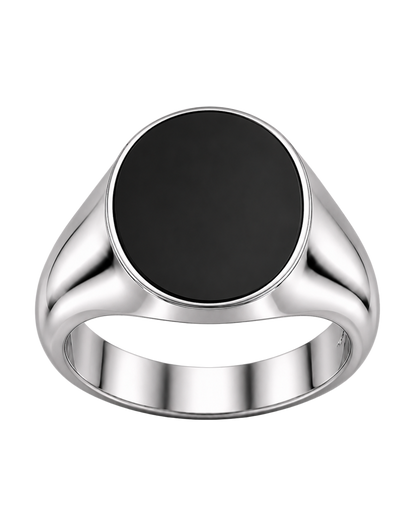 Oval Signet Ring with Onyx (Sterling Silver)