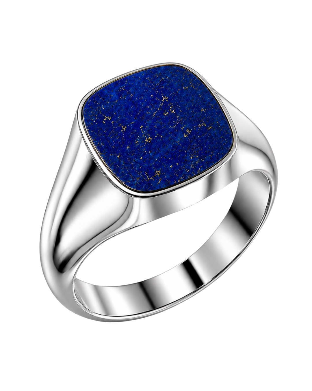 Cushion Signet Ring with Lapis Lazuli (Sterling Silver)